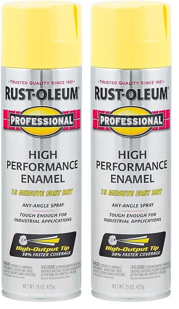 rust-oleum 7543838 professional high performance enamel spray paint 15 oz gloss safety yellow pack of 2