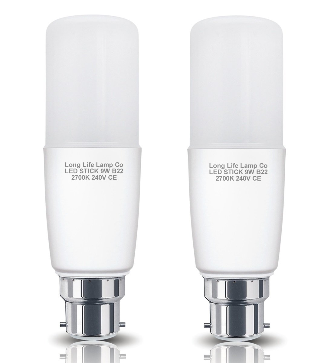 Long Life Lamp Company 2 x 9w LED Light Bulb B22 Bayonet 3U CFL ...
