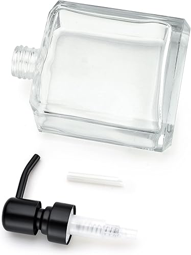 Miniatura 4 de Dispensador de jabón cuadrado de vidrio transparente, dispensador de jabón de manos antiguo recargable con bomba de acero inoxidable negro a prueba