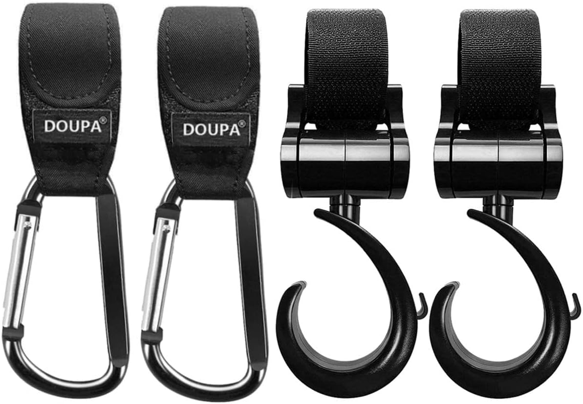 Baby Stroller Hooks Clips, Convenient Stroller Accessories Mommy Bag Hooks for Hanging Diaper Bags ,Purse,Stroller Organizer, Perfect for Uppababy, Babyzen Yoyo, Britax, Bugaboo, Bob, Pushchair, Buggy