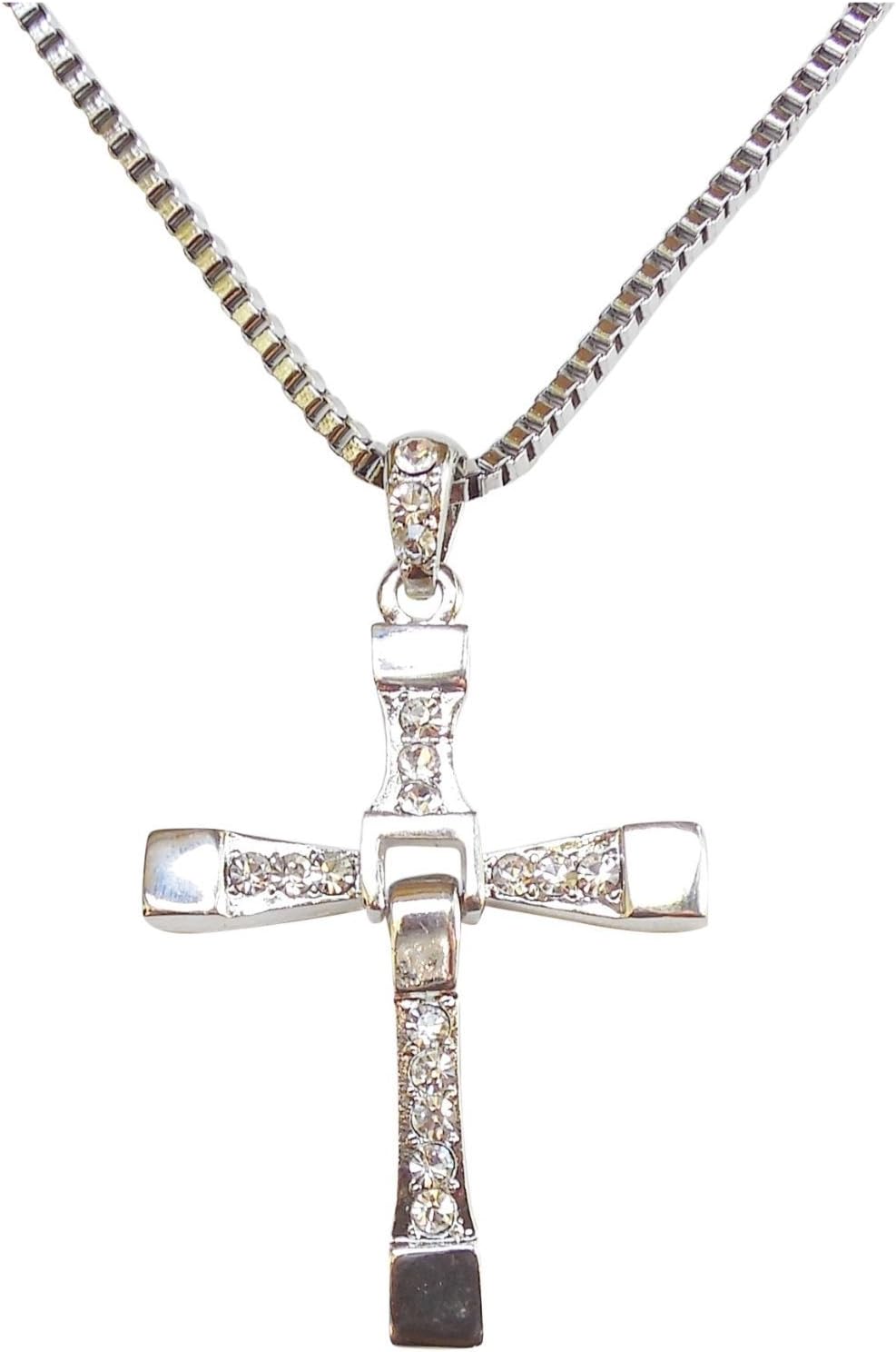 Ricki's Gifts Fast Five Inspired Dominic Torreto Style Silver Tone Cross Necklace - Vin Diesel Cross