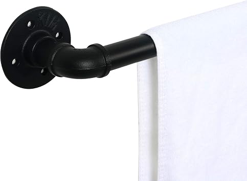 HouseAid 30 Inch Industrial Steel Pipe Towel Rack Holder, Heavy Duty Rustic Hand Towel Bar, Vintage Style Towel Rod for Bathroom, Matte Black