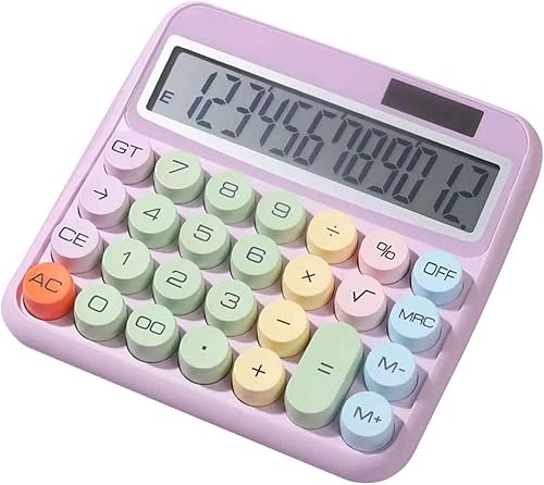 Bonita calculadora de escritorio de función estándar, pantalla LCD de 12 dígitos y botones, color caramelo, pequeñas calculadoras científicas