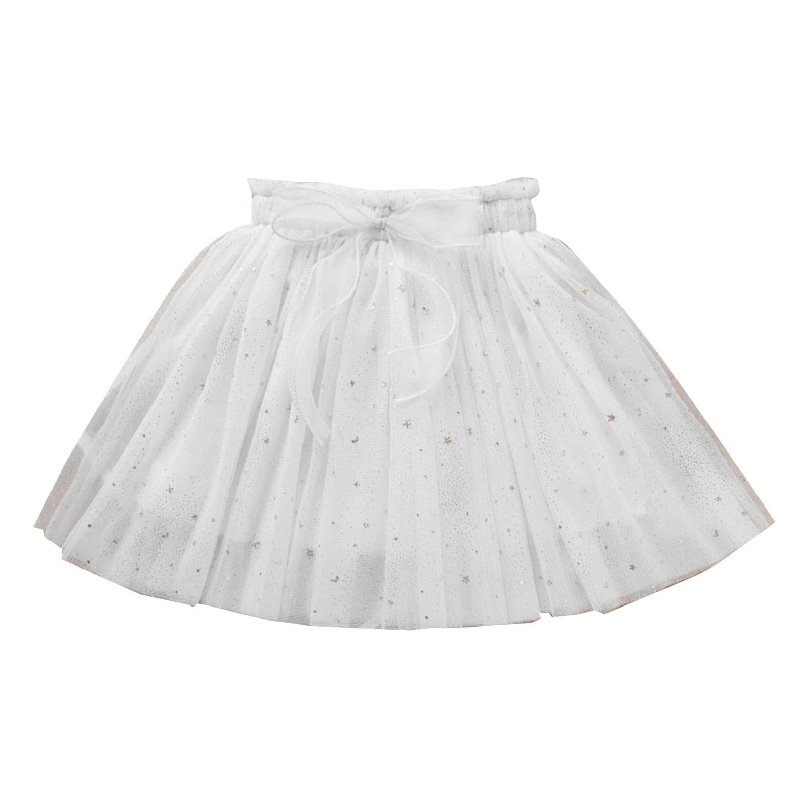 RNTOP Baby Girls Layered Tutu Skirt Toddler Girls Paillette Tulle Tutus Soft Fluffy Princess Skirts Dance (White, 4-5 Years)