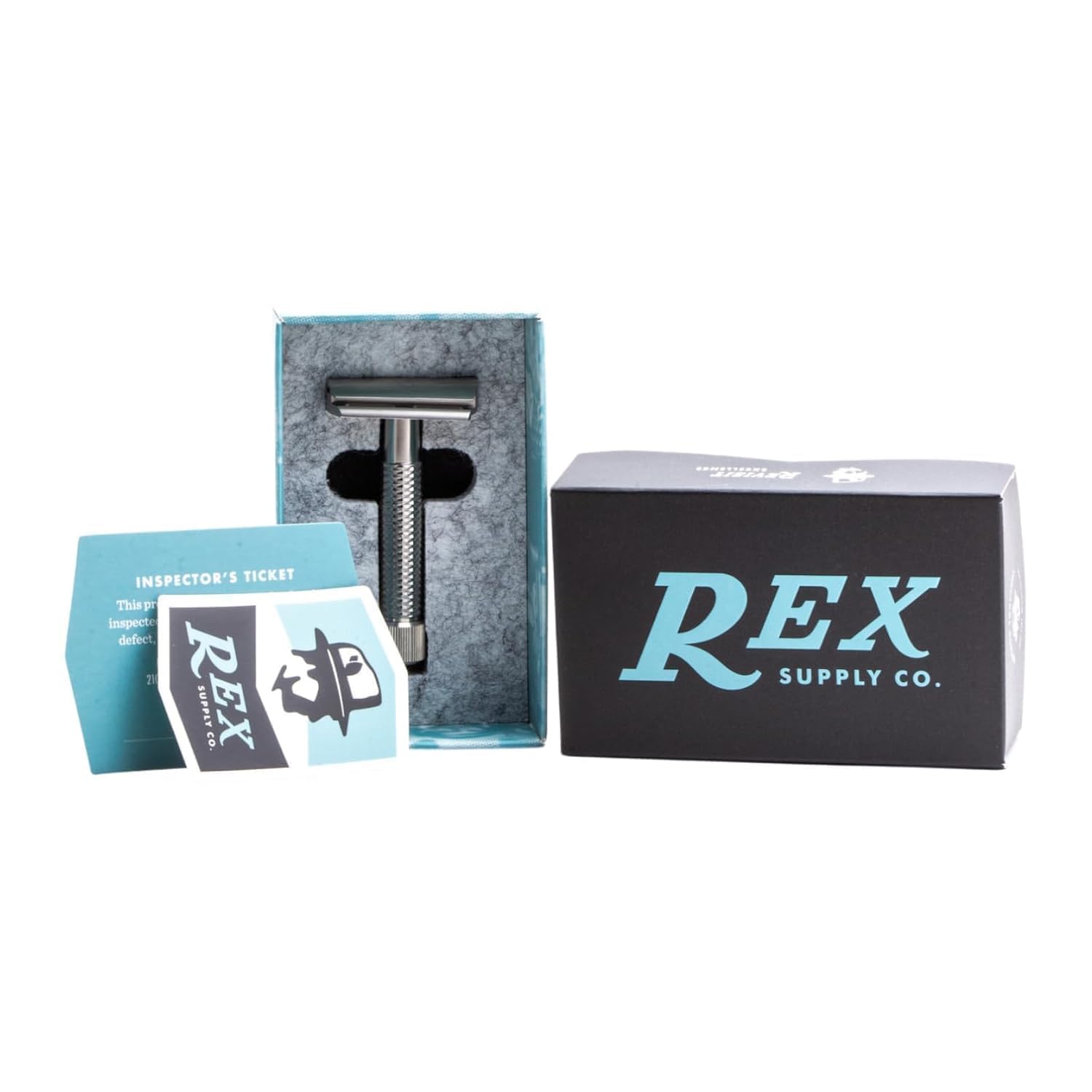 Rex Supply Co. Sentry Slant Rasoio di sicurezza inclinato in tre pezzi in acciaio inossidabile a doppio taglio | Rasoio di sicurezza inclinato di alta qualità per una rasatura profonda e confortevole