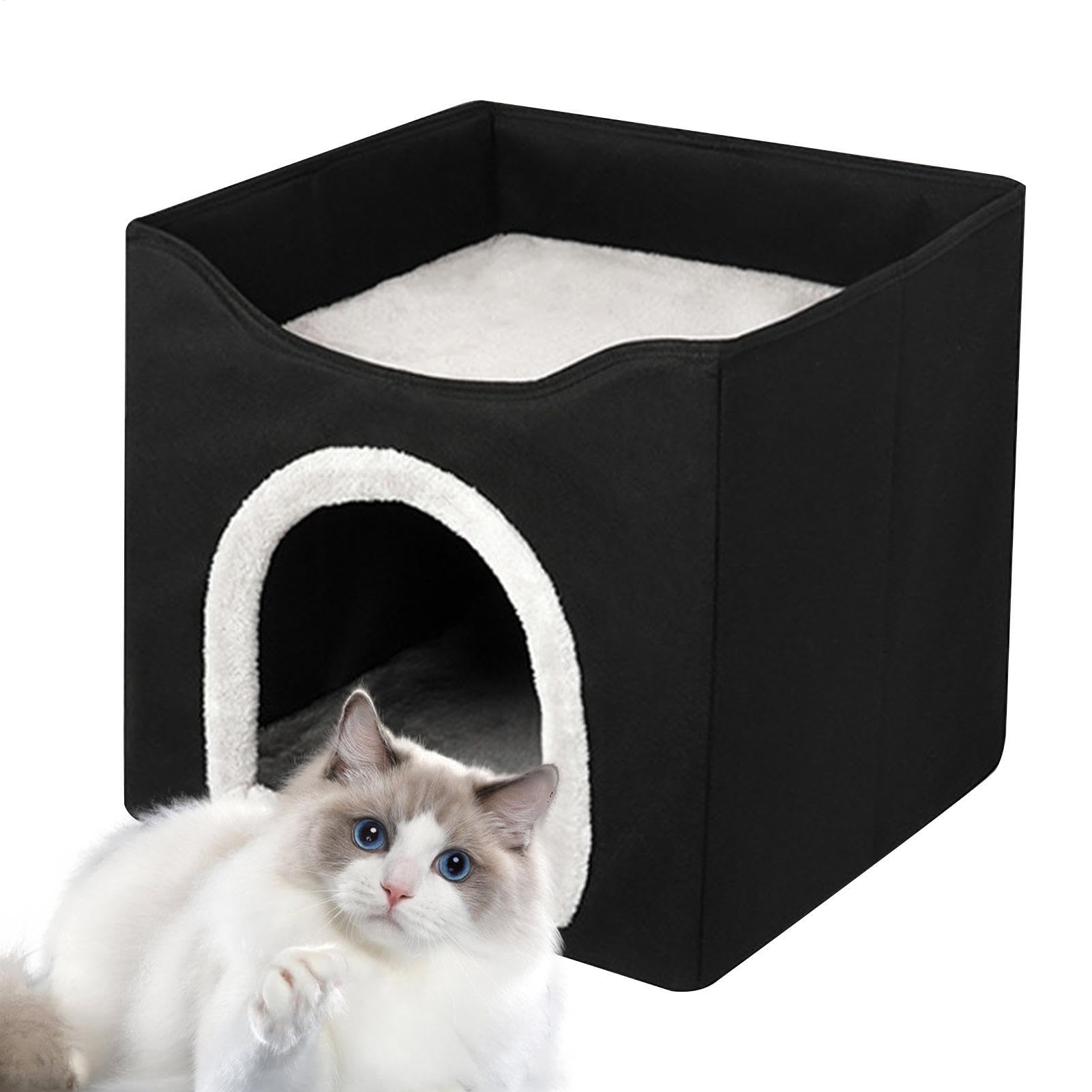 Cubo pieghevole per gatti, casa a pieghevole per cani, canile decorativo | per animali domestici, accessorio doppio strato, casa a per gatti