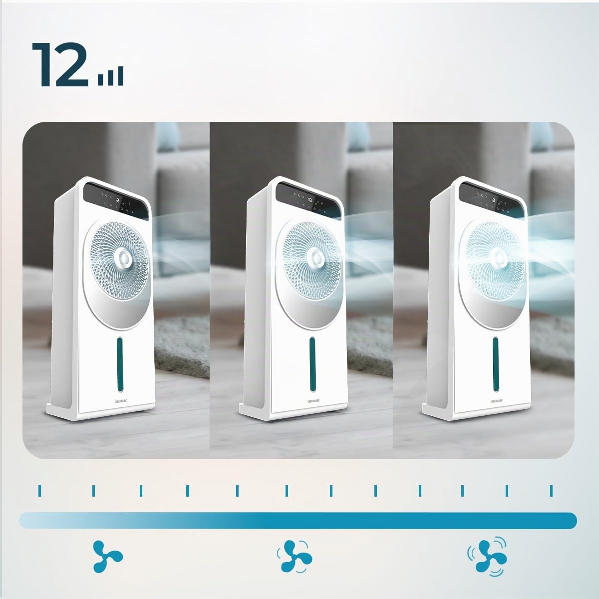 Cecotec - Verdunstungskühler mit EnergySilence 5000 Cool Wave Fernsteuerung 28W, DC Motor, 5L Tank, LED Display, Touch Control, 12 Geschwindigkeiten, 9h Timer, 360º Oszillation