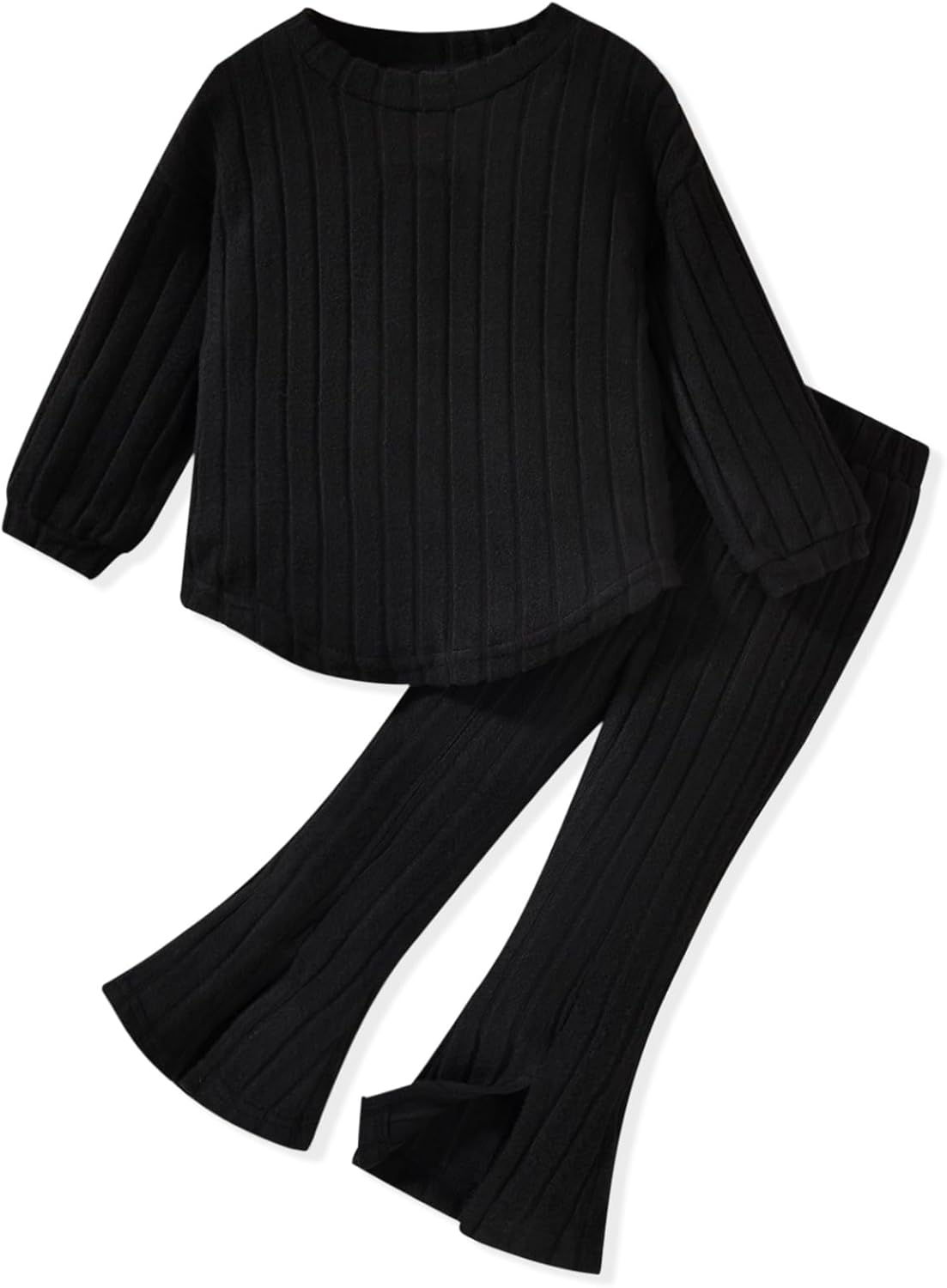 Aalizzwell Toddler Girl Flare Pants with Slit Outfit for 2T - 5T