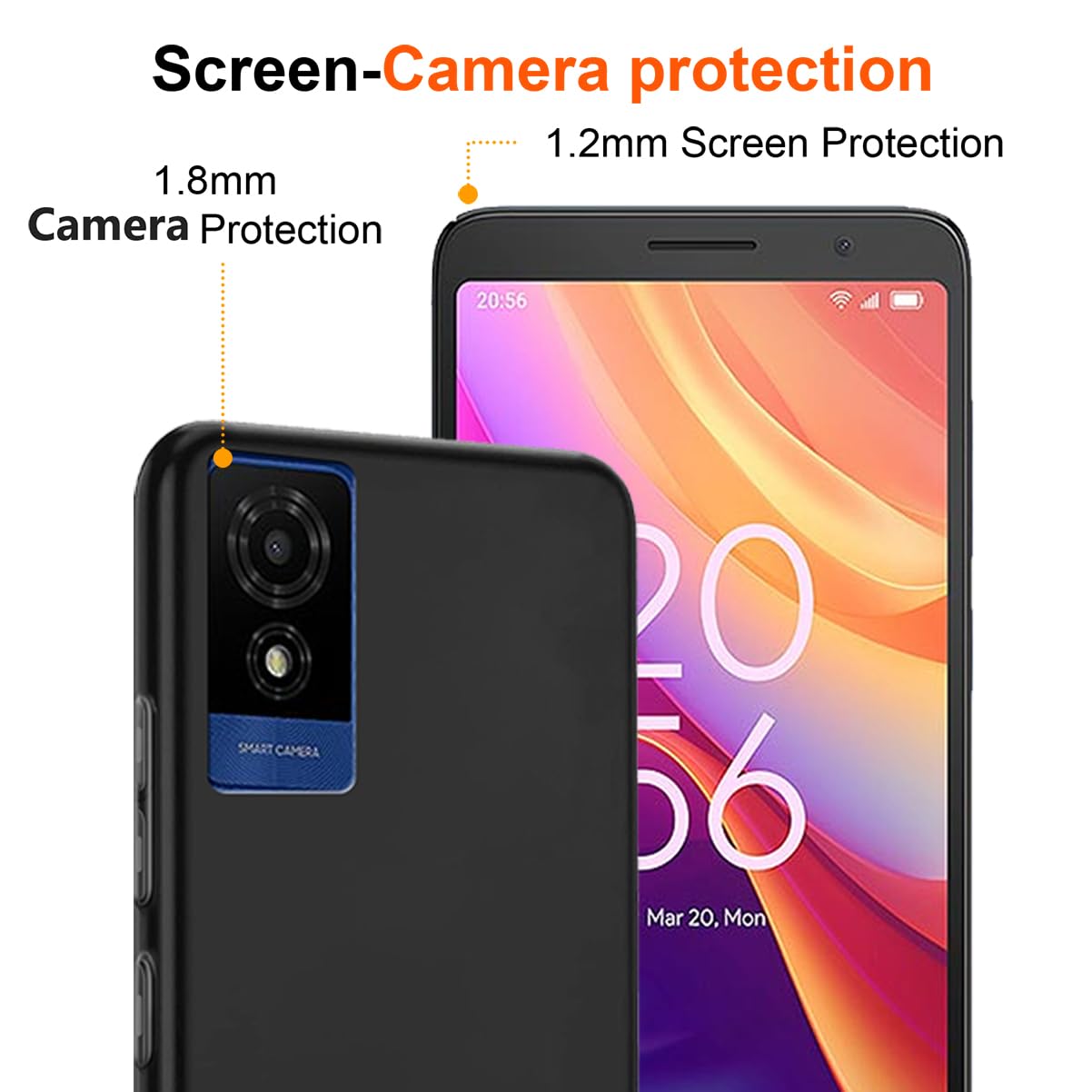 HuiYouMY 2-in-1 Case Compatible with TCL 501 Cover with 1 Pack Tempered Glass Screen Protector for TCL 501 - Image 4