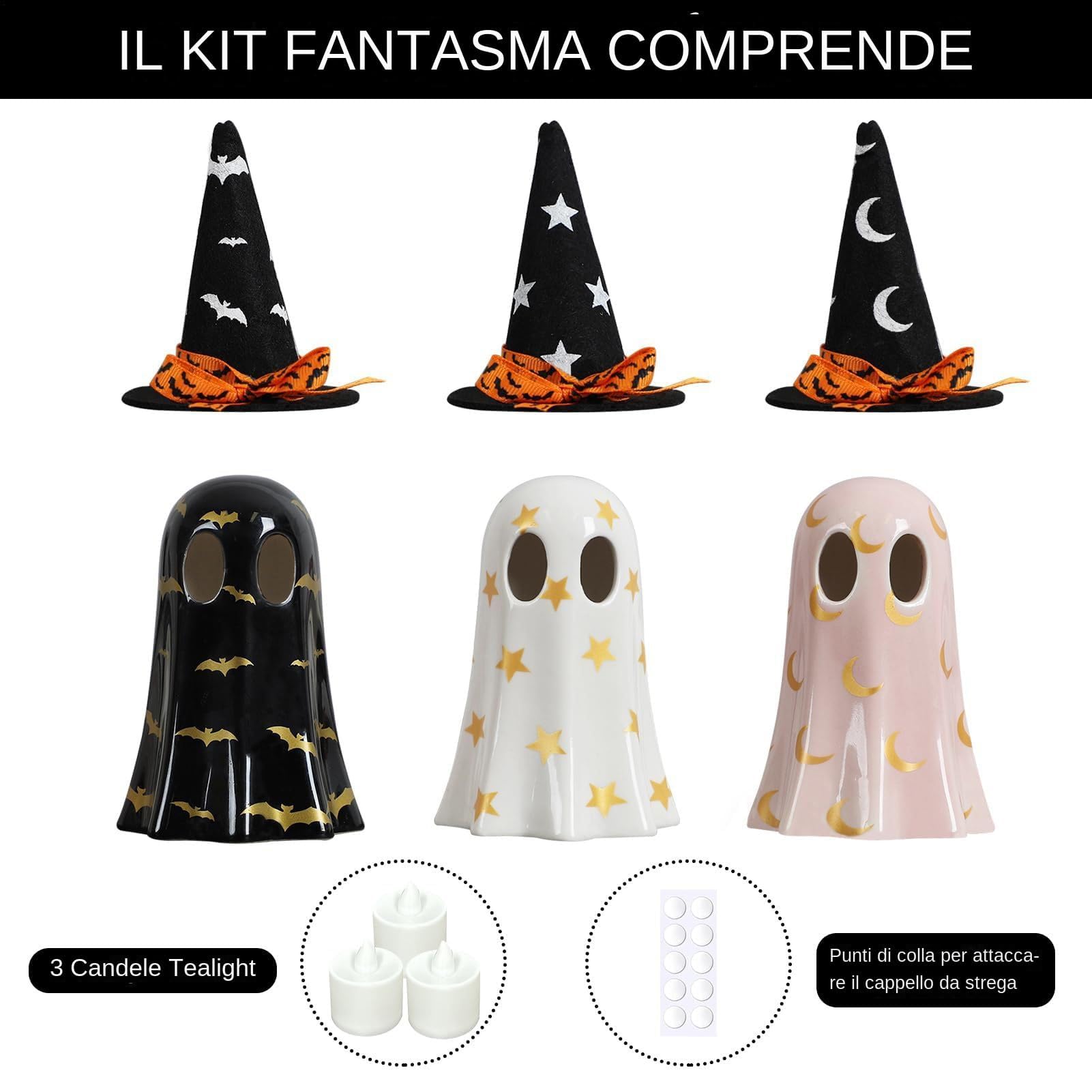 Simpatiche Figurine, Decorazioni spaventose Halloween | Ornamento in Resina con Cappello per Tavolo e scaffale libreria scrivania Decorazione Domestica