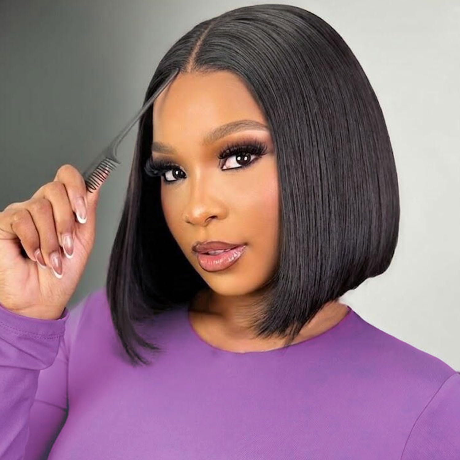 UCUVIC Bob Wig Human Hair 13 x 4 HD Lace Front Wigs for Black Women Human Hair Side Part Frontal Bob Wig, Ailwelia Glueless Short Human Hair Wigs for Black Women Pre Plucked 180% Density 30 cm