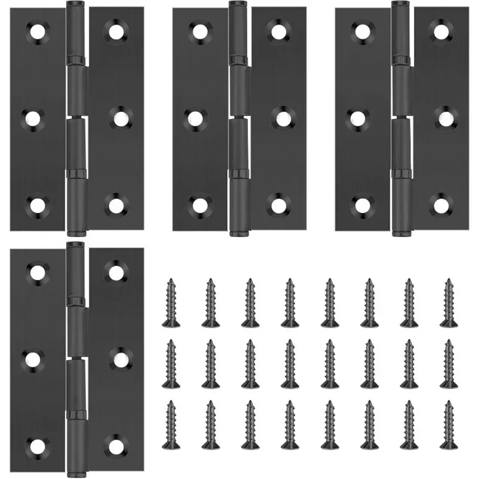 Edelstahl-Klappscharnier, 20 Stück, 6,3 cm, Edelstahl, klappbar, Bifold Butt Schrank, schwarz, mit Schrauben für Möbel, Holzkisten (10,2 cm – 20 Stück)