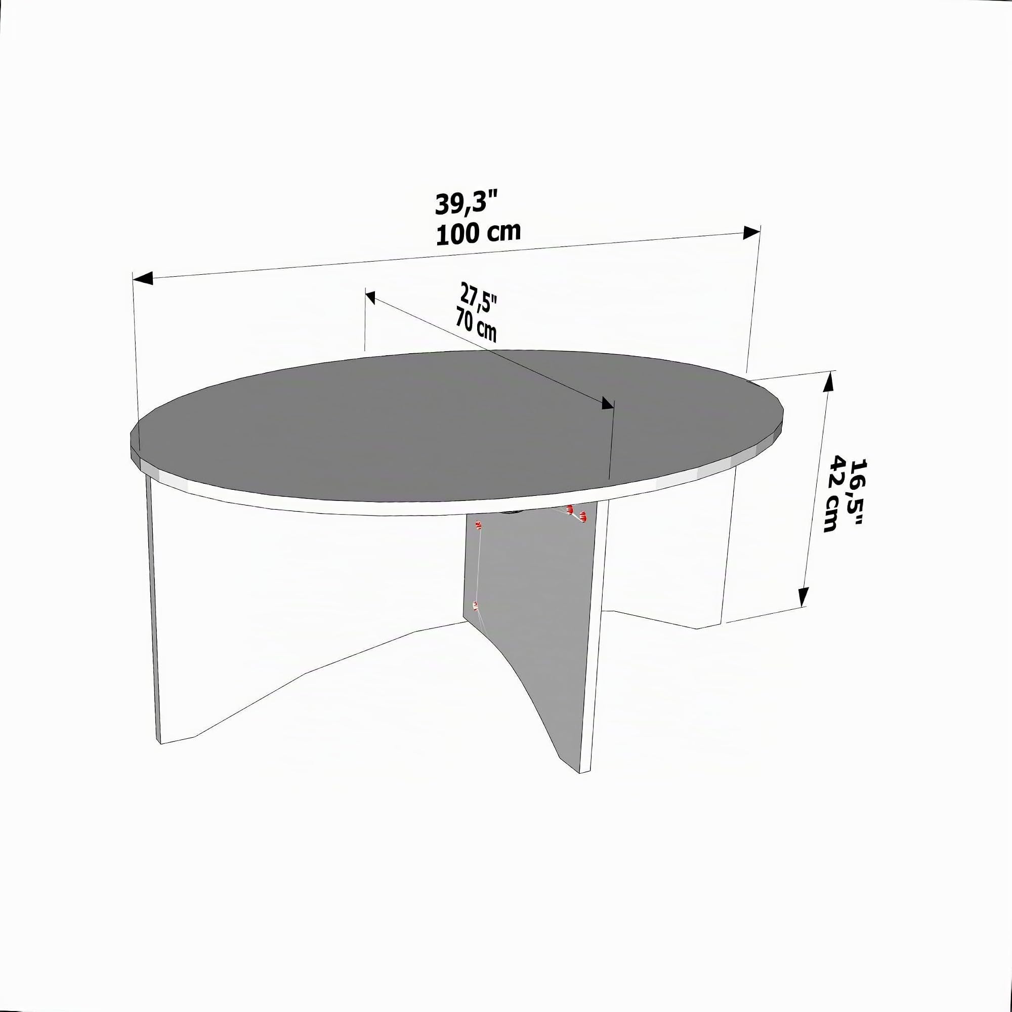 DECOROTIKA Solo Table Basse Ovale 100 cm | Design Minimalist | 42 cm Hauteur (Travertine)