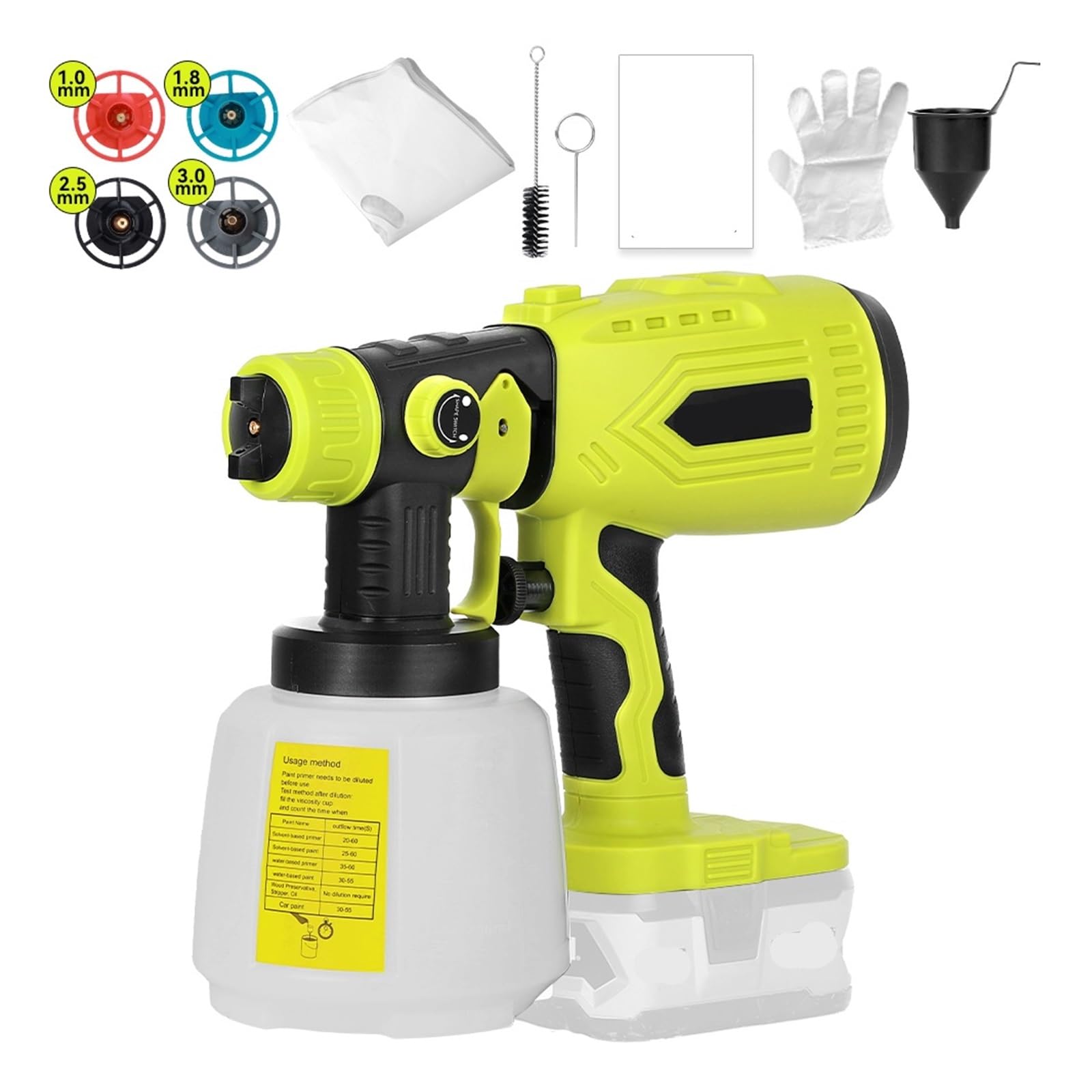 Pistolet do Malowania, 200 W bezprzewodowy pistolet natryskowy HVLP, 3 wzory, pojemnik 1000 ml, ręczny pistolet natryskowy (bez akumulatora)