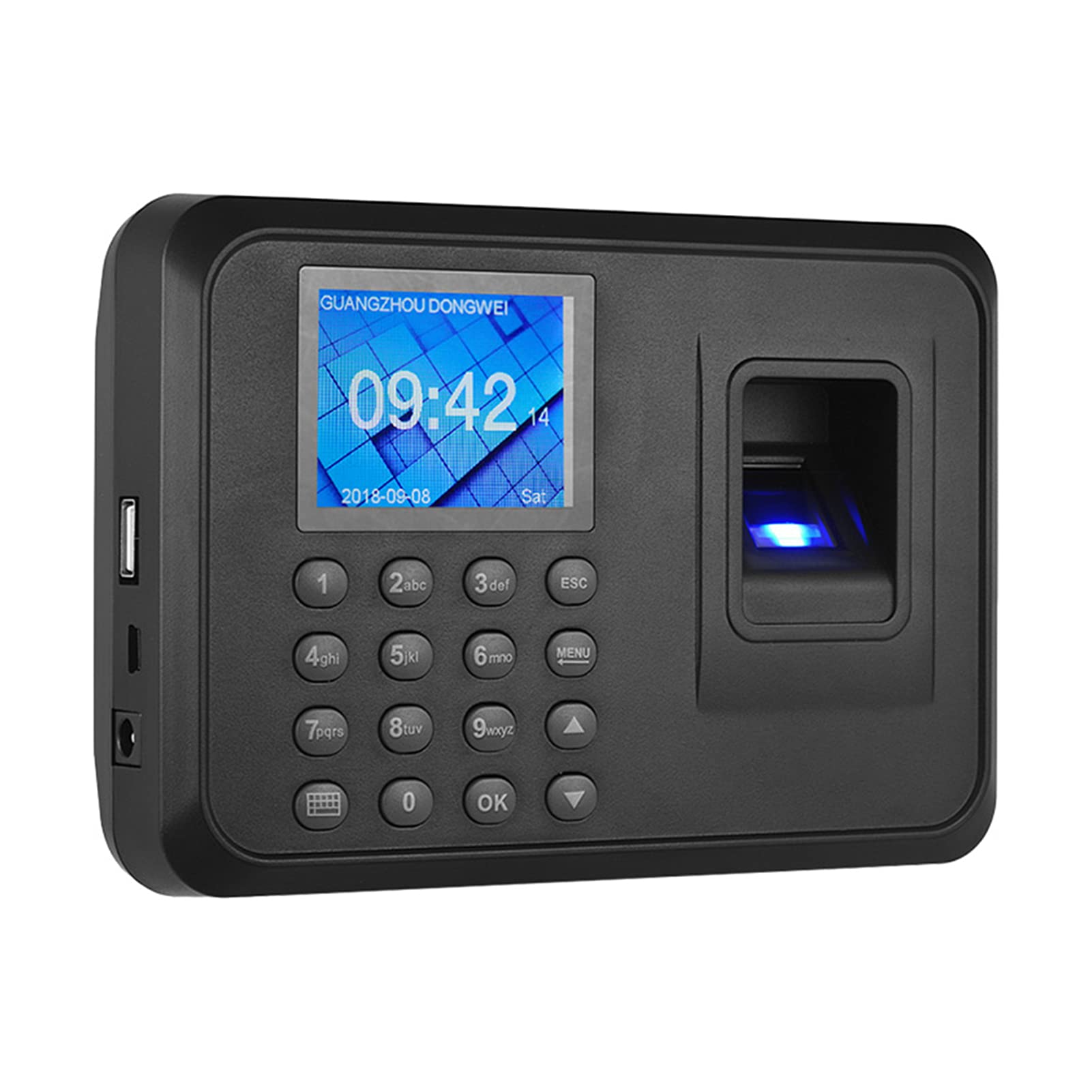 Eacam Attendance Machine Biometric Fingerprint Password Time Attendance Machine with 2.4 inch LCD Screen Office Employee Management Time Clock Checking-in Recorder Support Download Data (Black)
