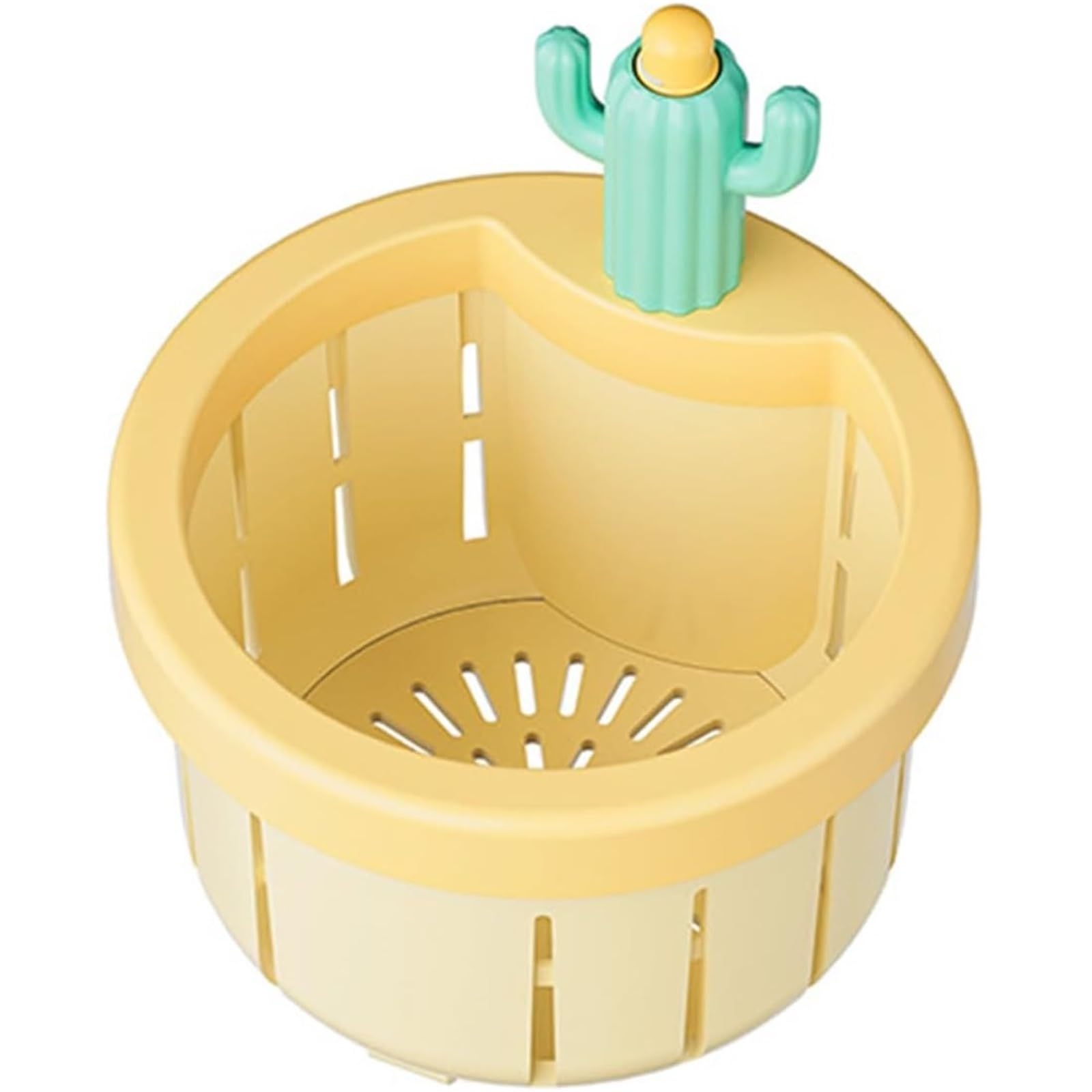 Cactus Sink Strainer Basket 2pcs Cactus Kitchen Sink Drain Strainer, Press To Dump Basket Waste Collector(Yellow,S)