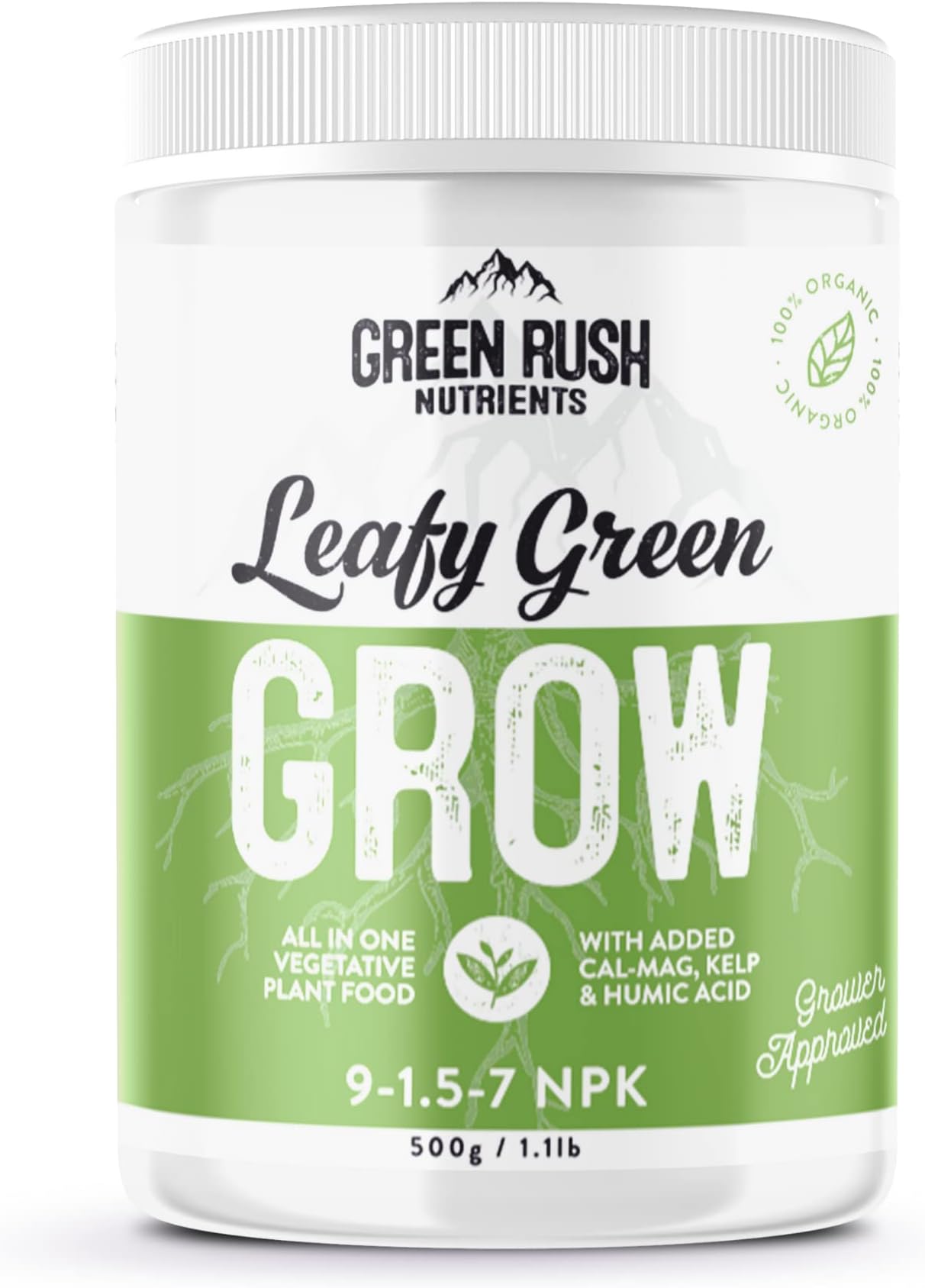 Organic Leafy Green Grow Plant Food Nutrient for Vegetative & Grow Stage Plants (500g)