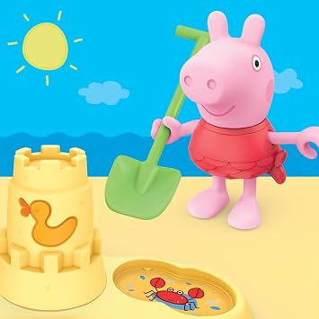 Peppa Pig Siblings on the Beach Playset with 3 Figures and 5 Accessories Includes Baby Evie Preschool Toy for Girls and Boys from 3 Years