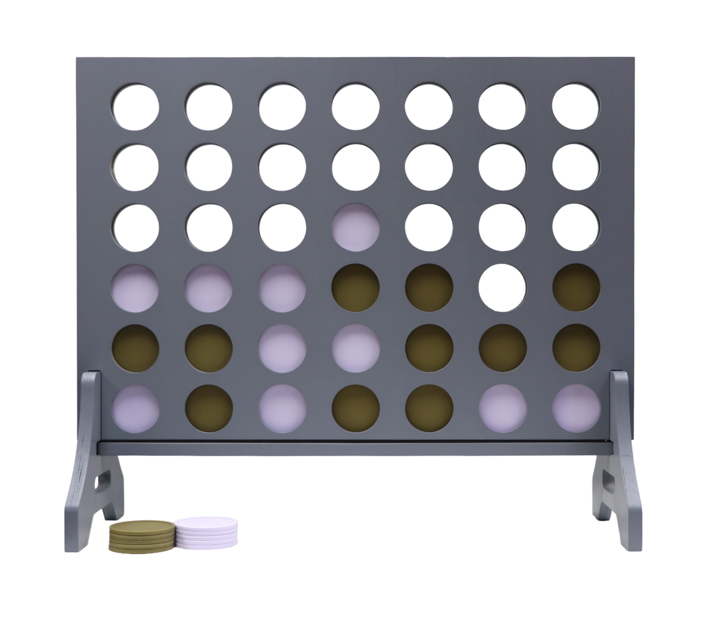 Giant 4 in a Row Game for Family &amp; Adults – Tailgating Pros Jumbo Grey Wooden Four in a Row Indoor &amp; Outdoor Yard Game for Family Party Fun, Portable Activities for Patio, Backyard, and Camping