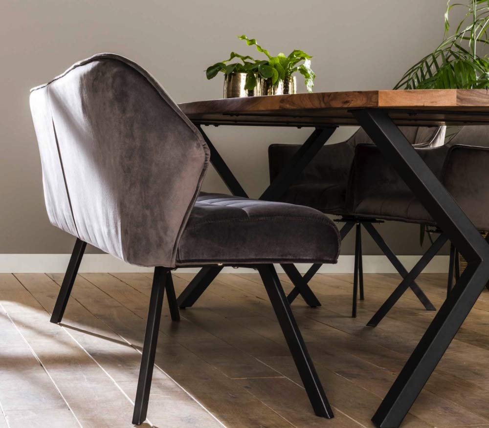 Beauty.Scouts Sitzbank Bodaway - Anthrazit Velvet, Stahlgestell - Robuste Esszimmer- und Couch-Sitzbank, 180x58x81 cm