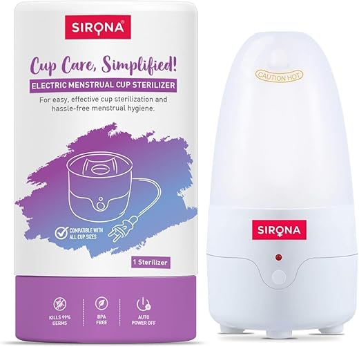 Sirona Portable Menstrual Cup Sterilizer for Girls & Women (Pack of 1)|Rash-Free, Leak-Free & Ultra Soft Cup for Periods |100% Medical Grade...