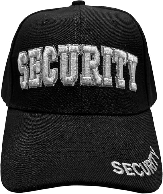 Image of 4 Pack Security Hat Baseball Ball Cap Black Embroidered Adjustable 100% Cotton