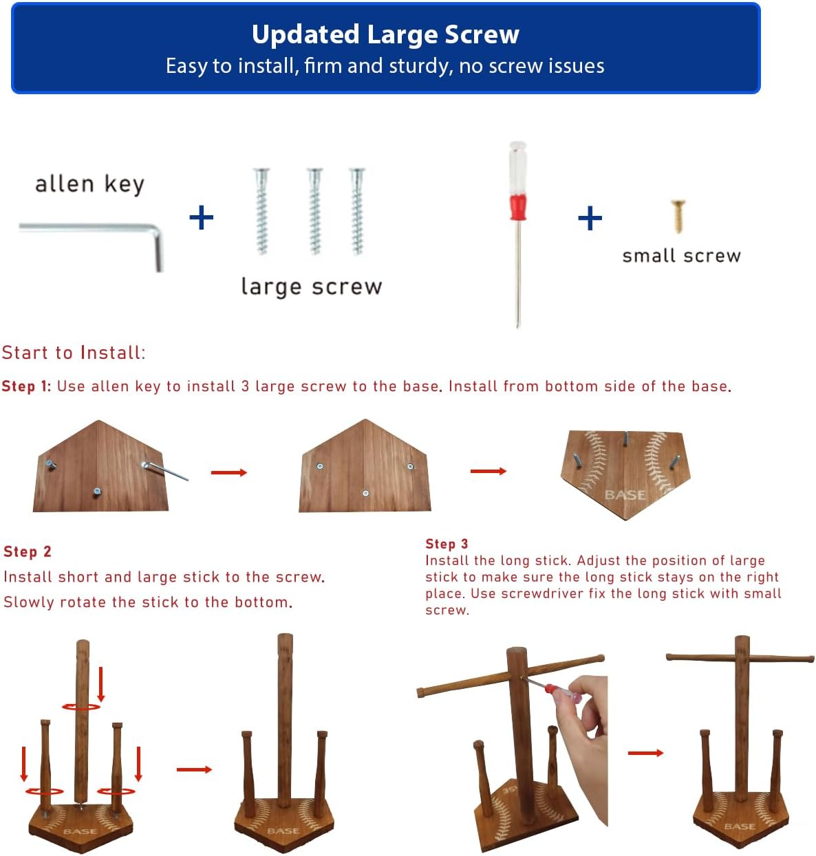 Wooden Baseball Drip Necklace Display Holder, Championship Rings Display Organizer (for ring size 9 or larger), Bonus 50Pcs Baseball Stickers, Greeting Card and Gift Box - Image 9