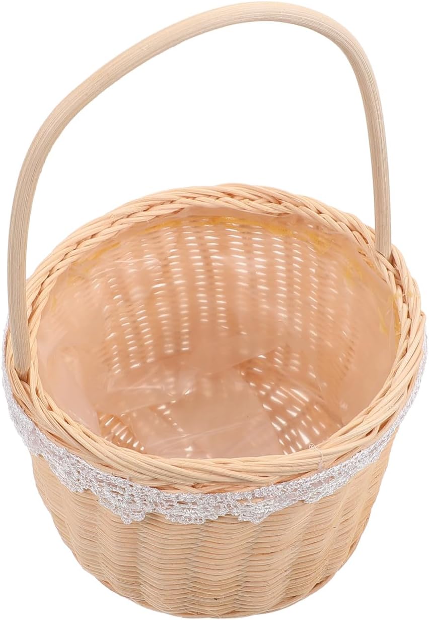 Woven Flower Basket Handheld Storage Basket Natural Rattan Home Organization