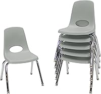 Vista 49 de Factory Direct Partners 10367-BL Silla escolar apilable de 16 pulgadas, asiento apilable para estudiantes con patas de acero cromado y rodamientos