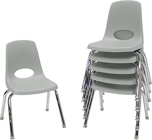 Miniatura 49 de FDP 10360-BL - Silla escolar apilable de 12 pulgadas, asiento apilable para estudiantes con patas de acero cromado y deslizadores giratorios de Azul