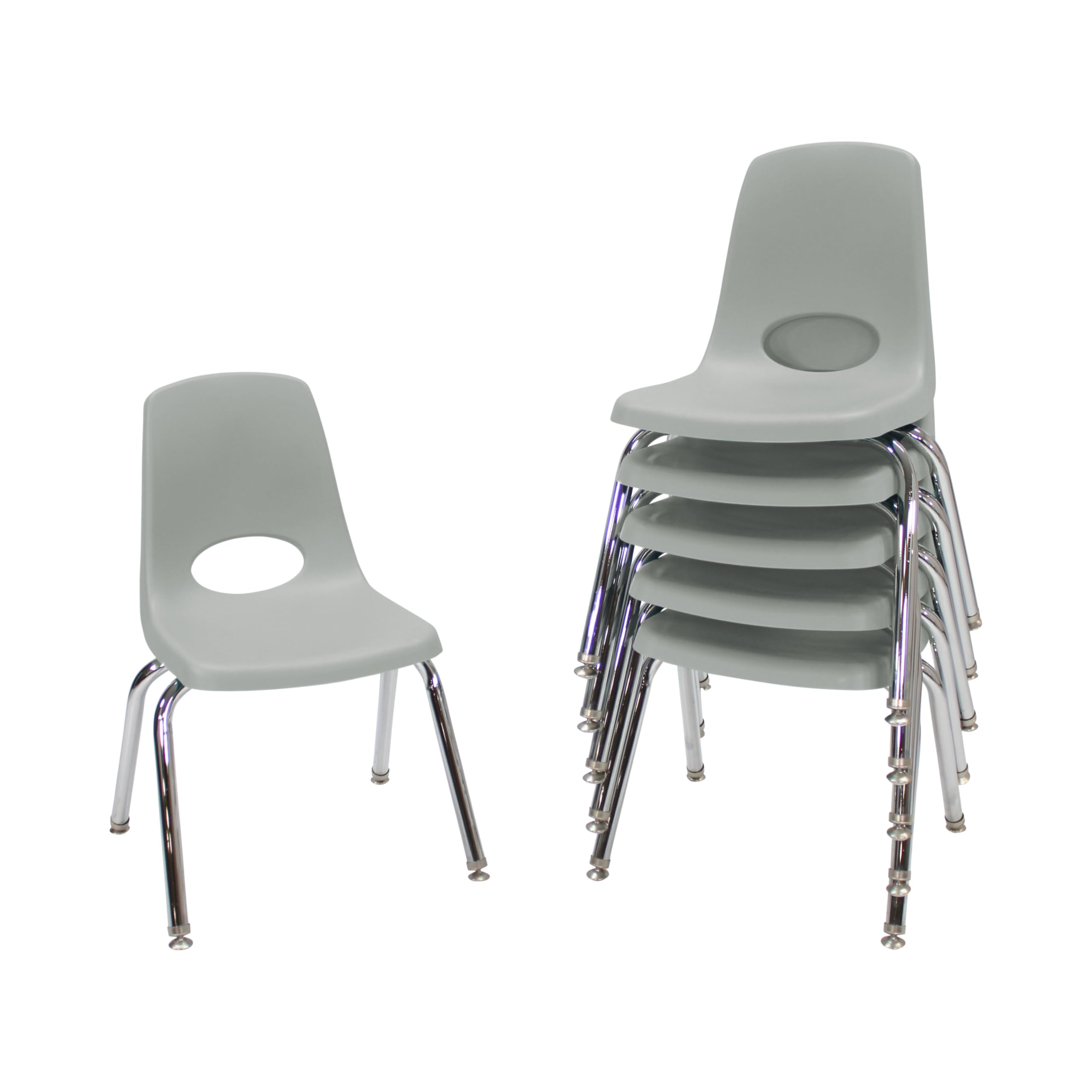 FDP 14" School Stack Chair with Swivel Glides, Light Gray, 6-Pack, 10364-LG
