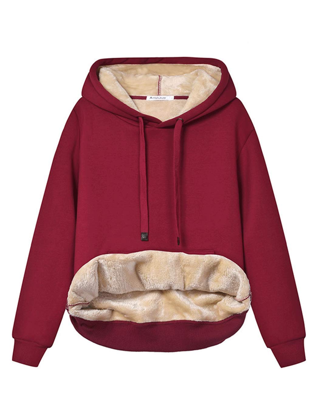 Haellun Womens Casual Winter Warm Fleece Sherpa Lined Pullover Hooded Sweatshirt