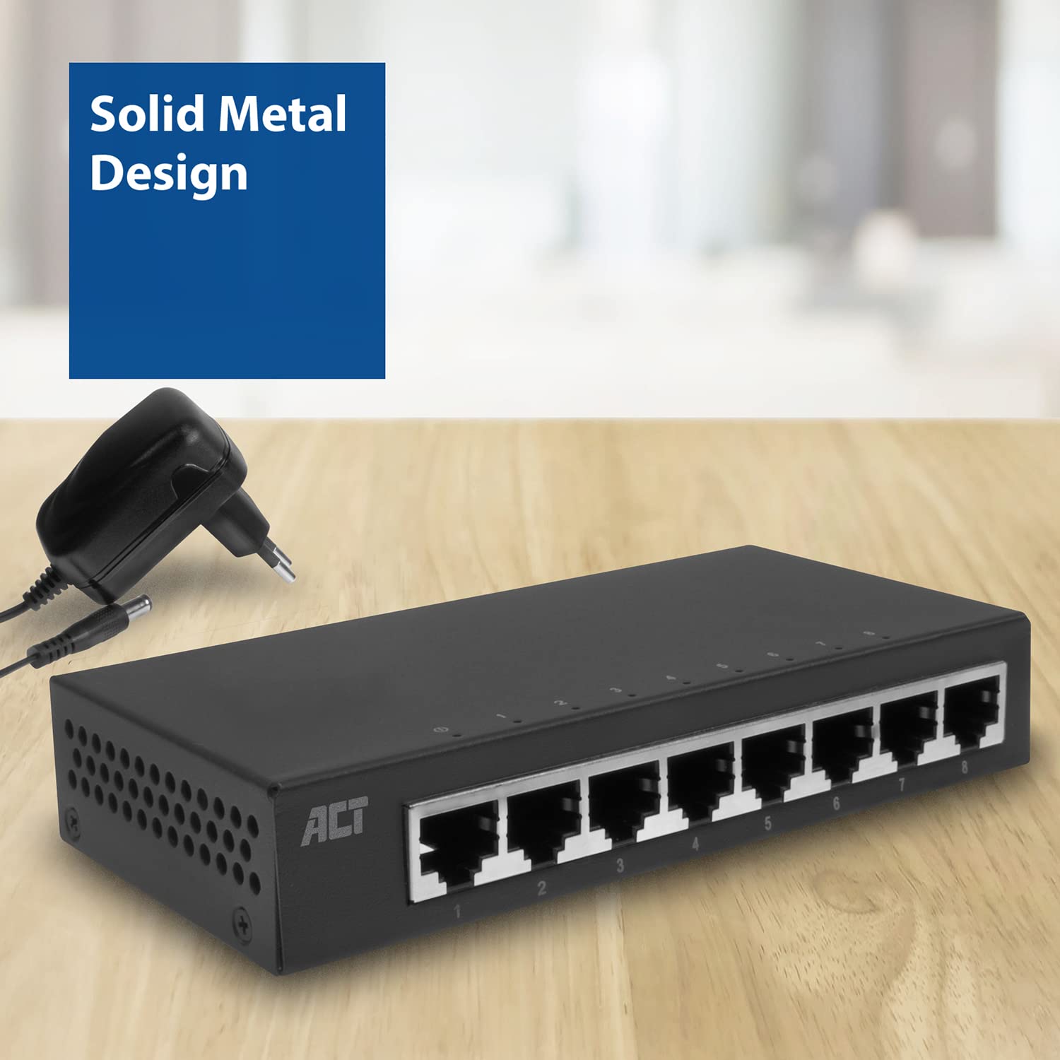 ACT Switch 8 porte, Gigabit Switch 8 porte, LED porta, switch LAN 1000 Mbps, alloggiamento in metallo - AC4418
