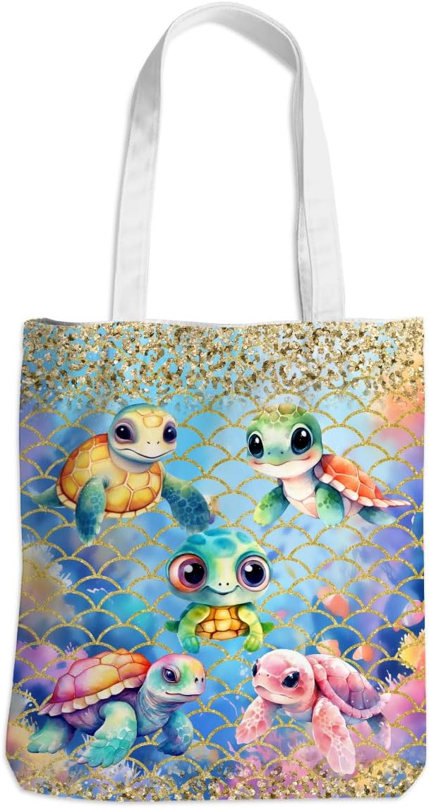 Turtle Stuff Sea Turtle Gifts Canvas Tote Bag for Women Girl Christmas Birthday Cute Beach Reusable Grocery Bags
