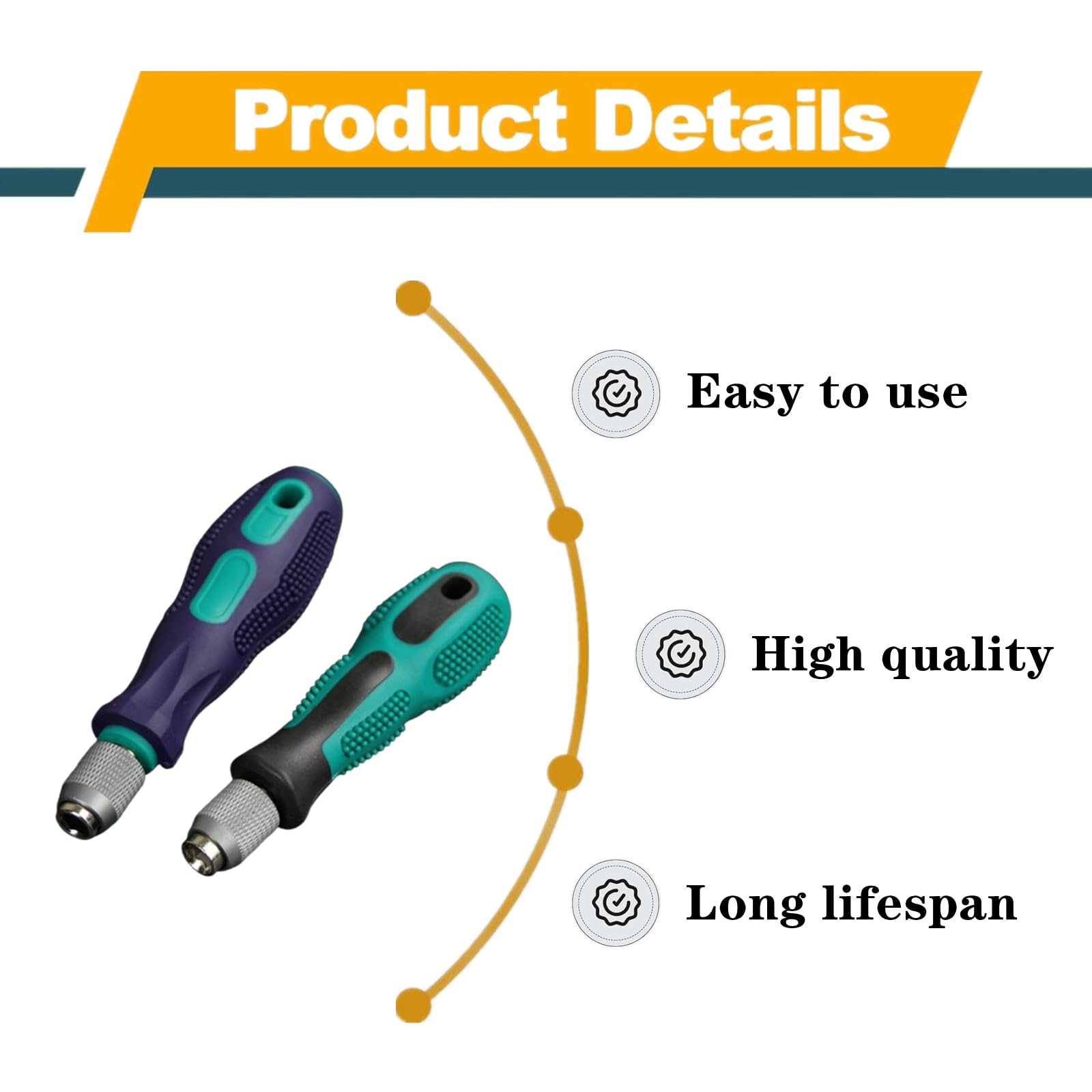JLEivvi 2 Pcs Bit Driver Handle Professional 1/4 inch Screwdriver Quick Change Hex Bit Holder with Ergonomic Anti-Skid Handle for Repair Tools - Image 3