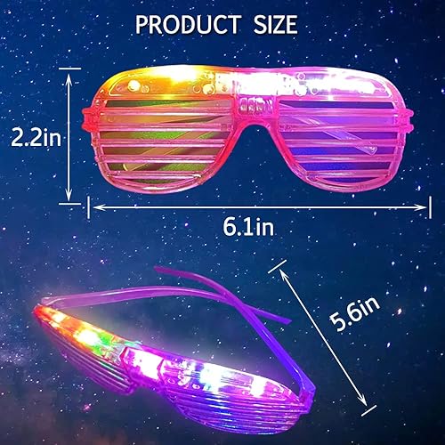 Miniatura 2 de 30 gafas LED, 6 colores que brillan en la oscuridad, regalos de fiesta para niños y adultos, suministros de fiesta de neón brillante para fiesta de