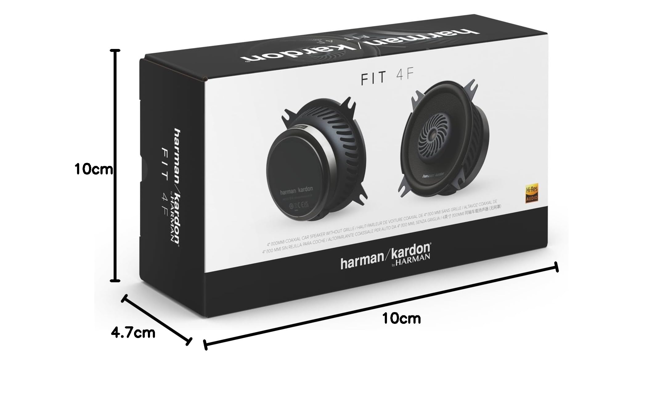 Harman Kardon FIT 4F Koaxial Lautsprecher Auto 10mm (4 Zoll): Car HiFi Lautsprecher mit 35W RMS und 280W Peak, klare Stmmen Nachrüstlösung für kompakten Klang - Paarweise