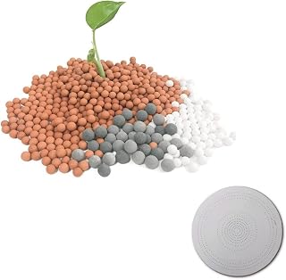 200g OMG Shower Head Refill Negative Ion Mineral Balls Replacement, 8 cm Wide Metal Plate Replacement Bio-Active Stone for Ionic Filter Handheld Shower Head,Soften Hard Water, Remove Chlorine