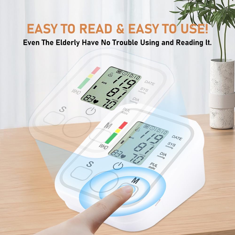 New Blood Pressure Monitor,Large Upper Arm Cuff, Digital Blood Pressure Machines for Home Use, Arm Bp Monitor with Large Display, Large Cuff, 2x99 Memory Sets for Home Use