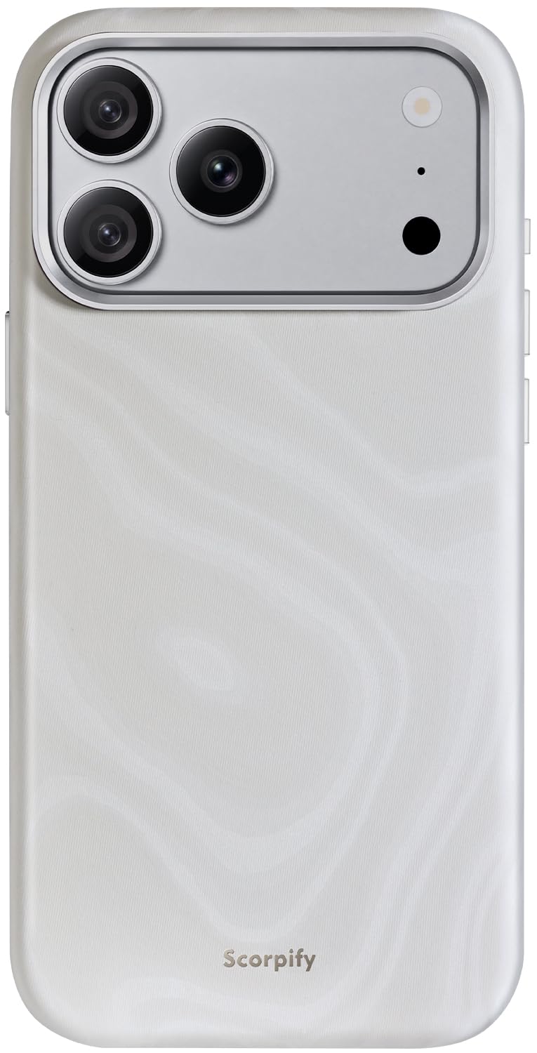 SCORPIFY Custodia per iPhone 9 Pro, custodia per iPhone 8 Pro [compatibile con MagSafe] con design in pelle avorio, cover magnetica testurizzata con marmo bianco, per donne e ragazze, sottile e