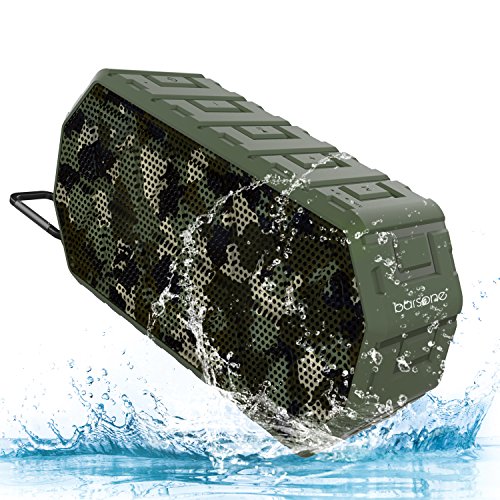 Barsone Portable Wireless Bluetooth Speaker, Built-in Mic, Dual-Driver IPX6 Waterproof/Shockproof/Dustproof Speaker with Superior Sound for Camping, Hiking, Biking, Partying, Home, Beach - Camouflage