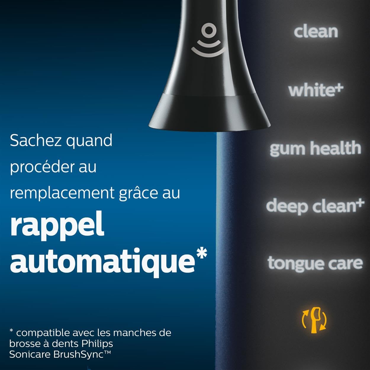 Philips Sonicare - Têtes de brosses à dents électriques soniques W2 Optimal White pour des dents plus blanches, en Noir, Lot de 4, Noir (Modèle HX6064/11)