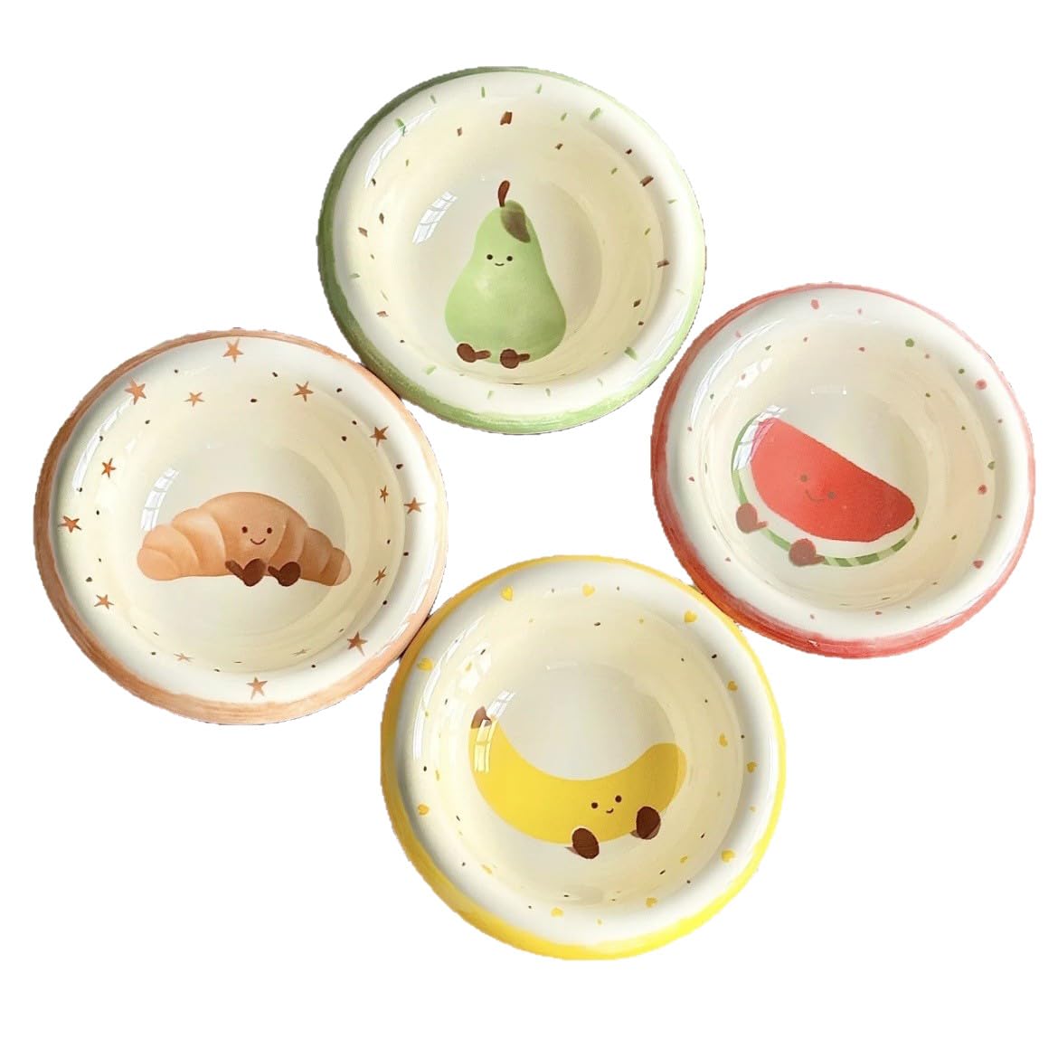 Fruit-Patterned Ceramic Small Plates, Set of 4