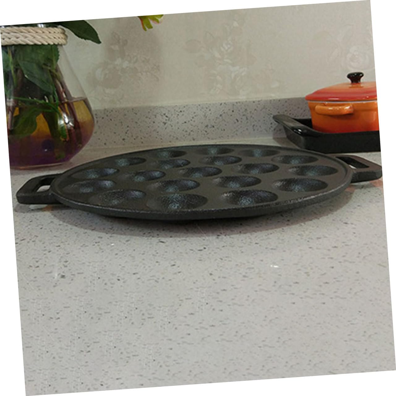19holes Cast Iron Pot Pan Escargot Baking Dish No-stick Baking Tray for Oven
