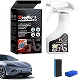Fubsta Scheinwerfer Aufbereitung Flüssigkeit Set 180ml,Headlight Restoration Kit, Auto Scheinwerfer Politur Spray,Flüssiges Scheinwerfer-Reparaturmittel für Reinigt Poliert Vermattete Vergilbte