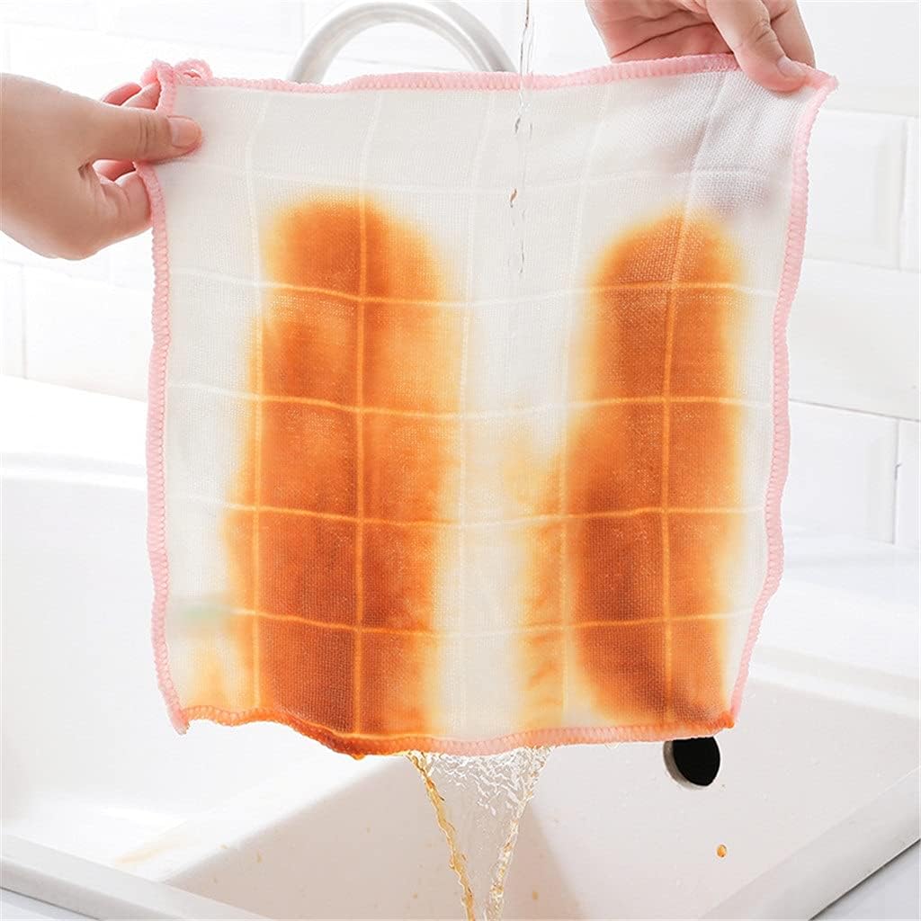 3/5pcs Wood Fiber Dishcloth for Kitchen Household Magic Wipes Absorbent Thicker Cloth for Cleaning Non-Stick Oil Dish Cloth(5PCS)