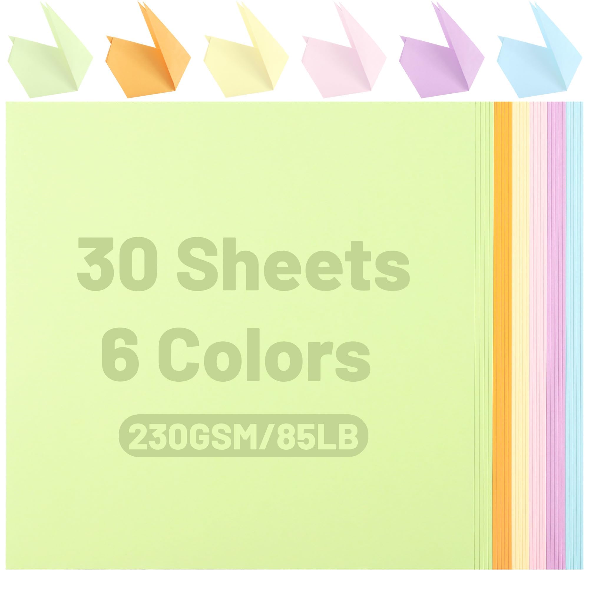 12"x12" Macron Pastel Cardstock 30 Sheets 230gsm/85lb 8 Colours Card Paper — image 1