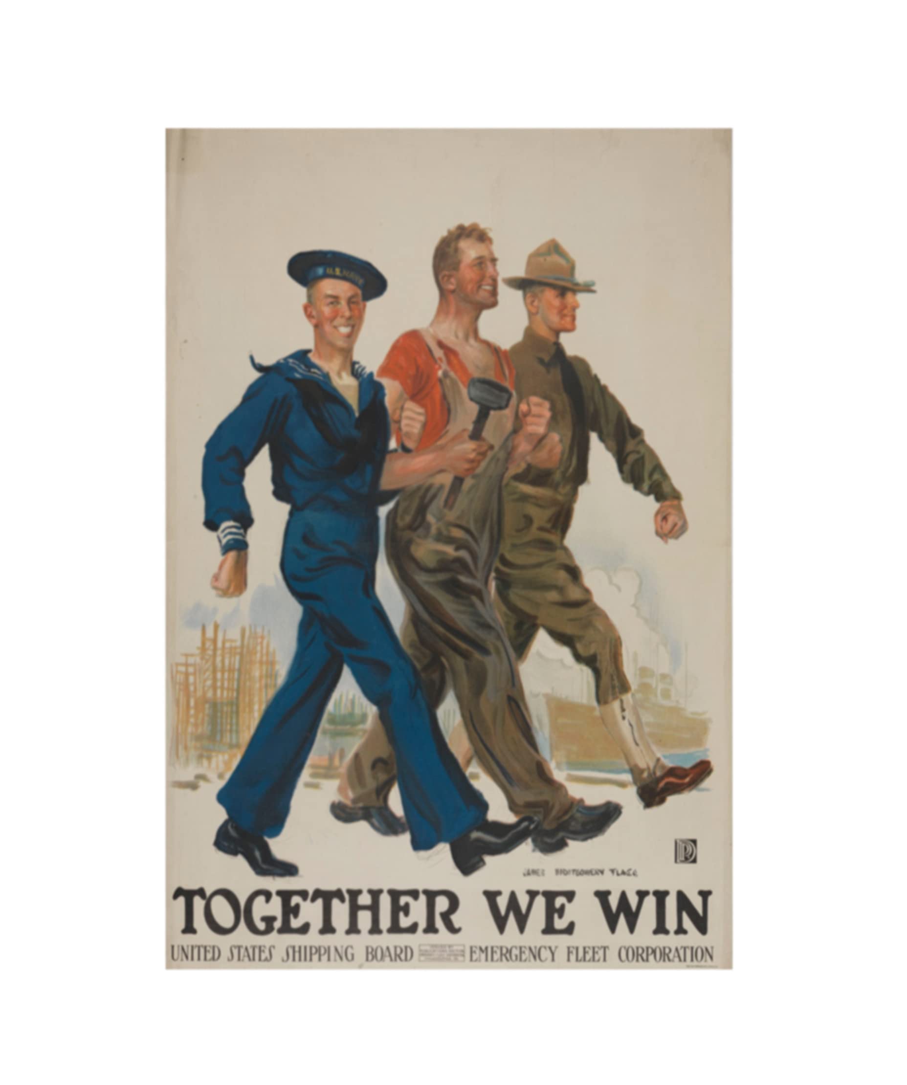 Komonee Together We Win! World War 1 Propaganda USA Poster A2 Size