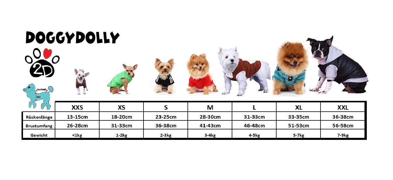 DoggyDolly W482 Hundemantel/Hundejacke mit Kapuze rosa getupft (XXL- Brust 56-58 cm - Rücken 36-38 cm)
