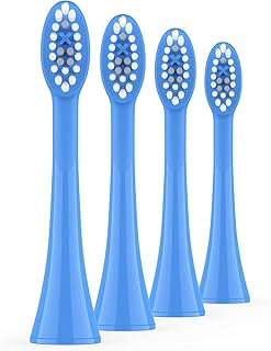 Replacement Sonic Toothbrush Heads with Pulse Technology for Teeth Cleaning, Plaque Removal, Silicone Polishing, Deep Clean Bristles, Adults, Pack of 4, Arctic Blue